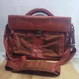 PIQUADRO Leather Brown/Burnt Orange Briefcase/Office/Laptop Bag